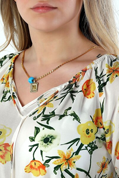 MOOM MÜCEVHERAT Kadın 14 Ayar Altın Dikdörtgen Model Harf Kolye Ucu