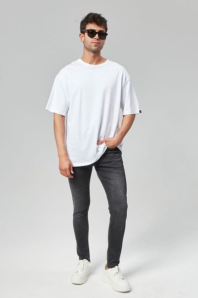 RO DENIM Ανδρικό Γκρι Ελαστικό Skinny Τζιν Παντελόνι - RO-4124