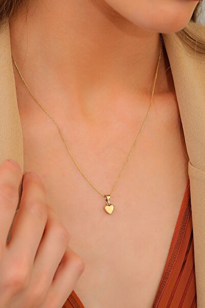 MOOM MÜCEVHERAT 14 Ayar Altın Kolye Kalp Altın Kolye Zincirli