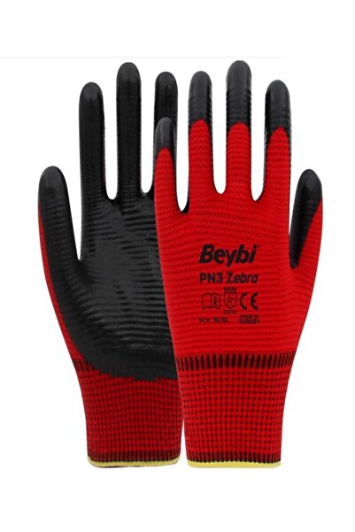 Beybi قفاز Pn3 زيبرا أحمر أسود رقم: 10