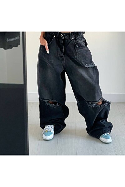 Alien 1979 Siyah Yırtık Detaylı Yıkamalı Premium Jean Pantolon Siyah