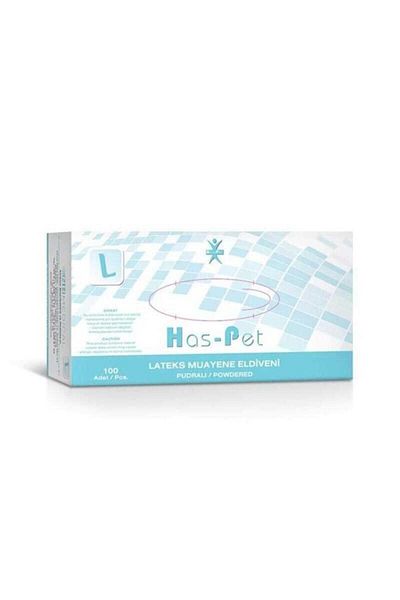 Has-Pet Powdered White Latex Gloves L