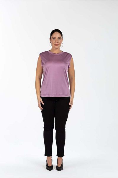 LUOKK Tricou Dolly Liliac strălucitor - Umăr în afara