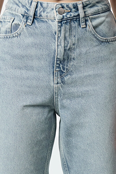 Trendyol Collection Blugi drepti albastru deschis cu talie înaltă - TWOAW25JE00307