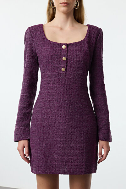 Trendyol Collection Green Tweed Woven Dress TWOAW23EL00938