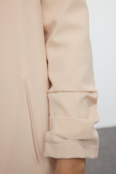 Trendyol Modest Beige Woven Cap - Cuff Drawstring Detail, Ferace and Abaya TCTAW25KF00015