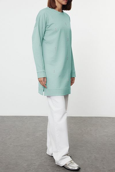 Edit by Trendyol Oversize φούτερ μέντας - Stone Detailed, Tedaw25Tw00000