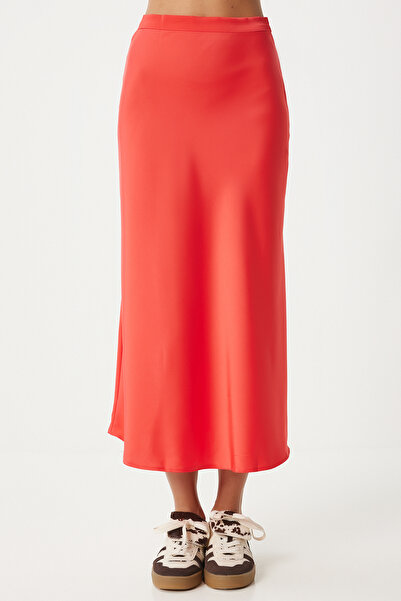 Happiness İstanbul Gránátalma virágmintás szatén női szoknya - FN03361