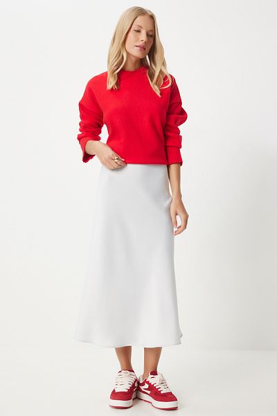 Happiness İstanbul Gray Satin Women's Skirt - Fn03361