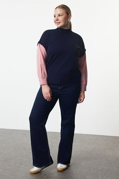 Trendyol Curve Színes csíkos vegyes kötöttáru pulóver - ujjú TBBAW24AN00017