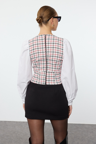 Trendyol Collection Μπλούζα Tweed Woven Dried Rose Crop - TWOAW23BZ00521