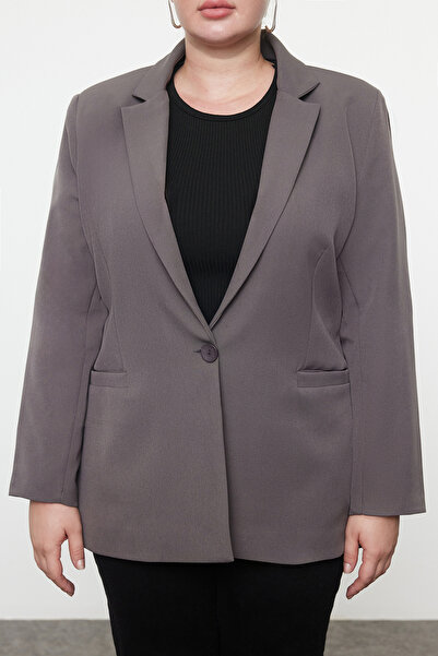 Trendyol Curve Anthracite Zebra Pattern Lined Woven Oversized Jacket Tbbss22Ce0195