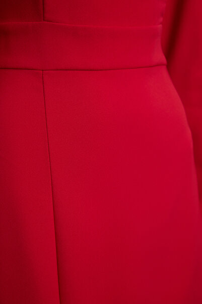 Trendyol Collection Red Slit Square Neck Woven Dress Twoaw24El00457