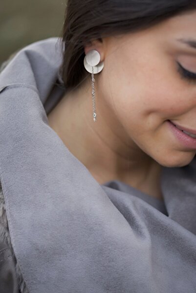 LİNYA JEWELLERY Arkalı Önlü Halka Küpe Seti Gümüş