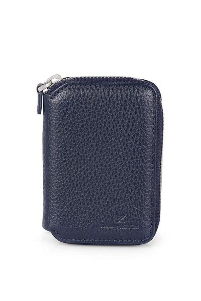 Daniel Klein Dkl0796-2 Rectangular Zipper Made of Real Leather Dark Blue Women's Wallet&K