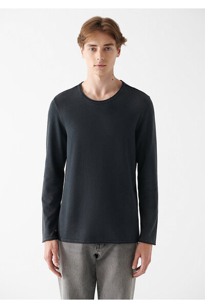 Mavi Siyah Bisiklet Yaka Kazak Regular Fit / Normal Kesim 070683-900