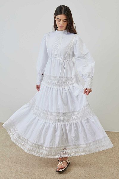 Hooopstore Φόρεμα με λευκή δαντέλα με λεπτομέρειες