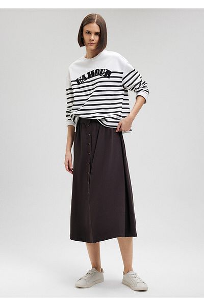 Mavi Buttoned Black Midi Skirt1310433-900