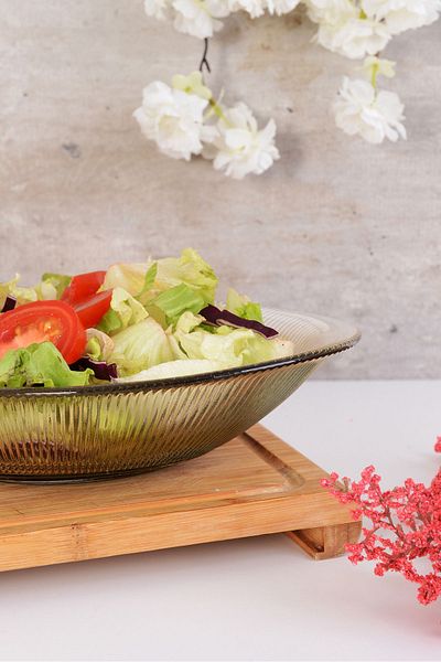 ANGDESİGN Angdesign Rays Oval Glass Salad Bowl-large-smoked with Luster
