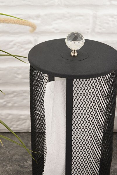 ANGDESİGN AngDesign Paper Towel Holder with Metal Basket - Black