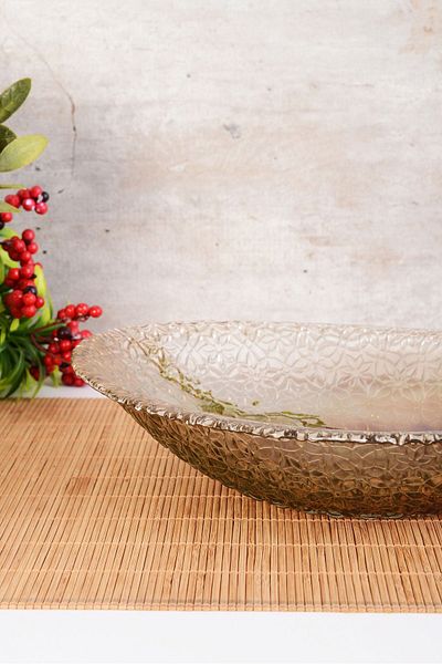 ANGDESİGN Angdesign Mine Oval Glass Salad Bowl-large-smoked with Luster