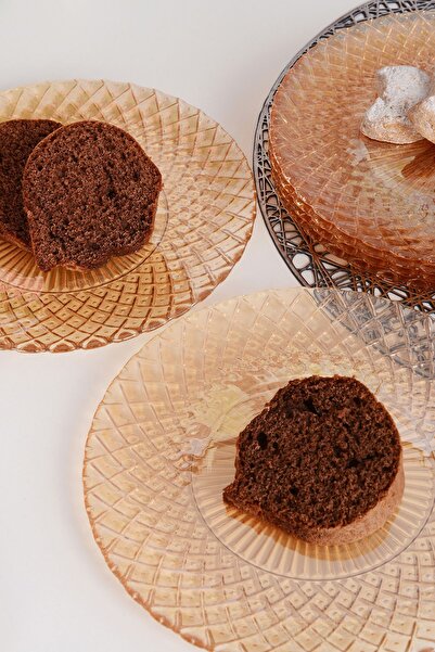 ANGDESİGN Angdesign Belinda Glass Dessert-Cake Plate 6 Pieces Amber