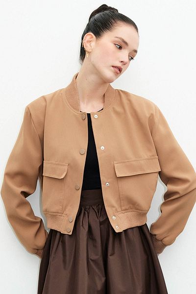 Hooopstore JACHETĂ BOMBER MOCHA - CAMEL