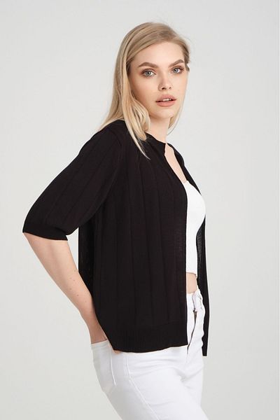 Su Moda Cardigan de vară din tricotaje pentru femei - Jachetă confortabilă mercerizată cu mânecă scurtă subțire