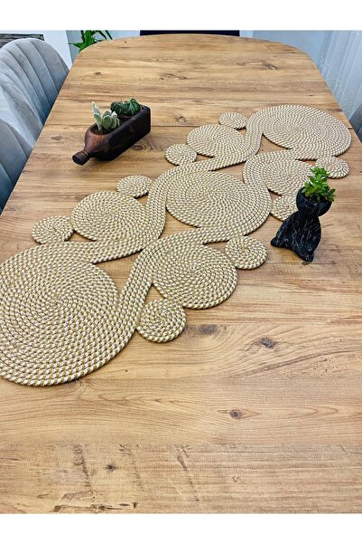 JÜTEX HOME الجوت، الخوص، نموذج ملفوف، مفرش طاولة مزخرف، عداء 40 × 110 سم، غطا...