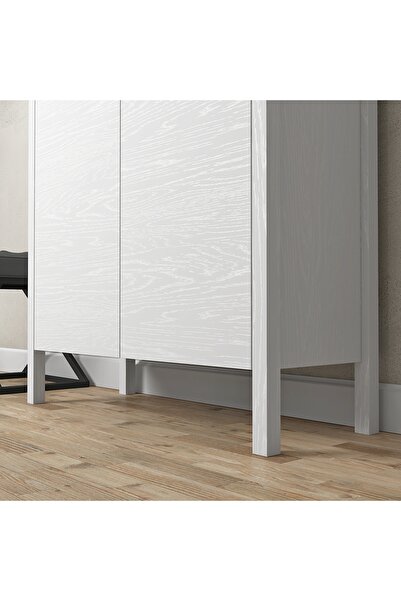 Sakura Ahşap Sakura artemis  2 kapaklı raflı ayakkabılık-Wood Beyaz-Minifiks Bağlantılı