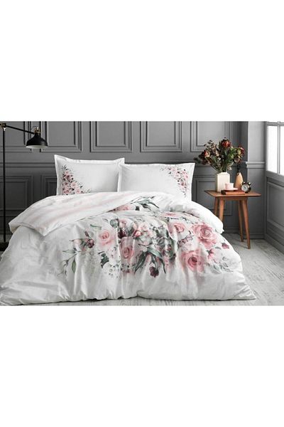 Afrodit Marco Rosa White - Double Ranforce Duvet Cover Set Özdilek