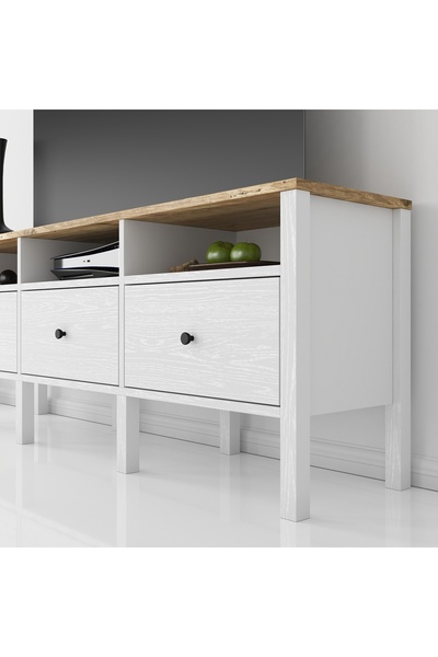 Sakura Ahşap Hunerika Rita tv ünitesi-Wood Beyaz-Minifiks Bağlantılı