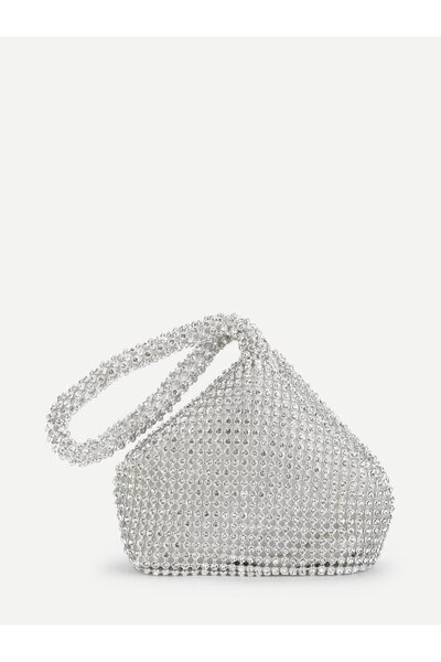 Eataly Shoes Silver Mini Pouch Bag - Stone Detailed
