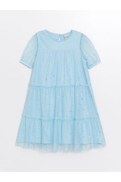 LC Waikiki Rochie pentru fetiță sclipitoare LCW Kids, cu gât roșu