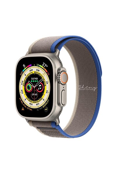 Shinytech حبل لساعة Apple Watch Trail باللون الأزرق/الرمادي Se/3/4/5/6/7/8/9 ...
