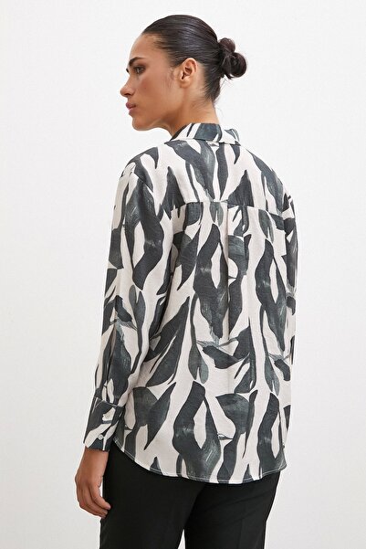 Never more Khaki Patterned Modal Shirt