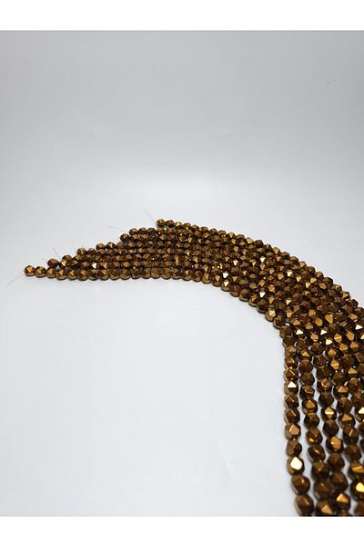 Yüksel Boncuk 9 mm Bronze Hematite Stone - Hexagonal Prism Cut Natural Stone String