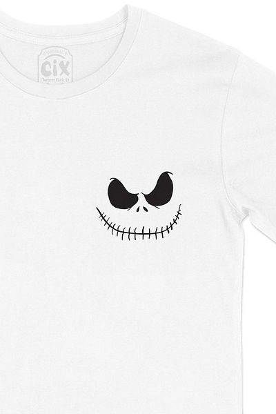 Cix Λευκό T-Shirt - Σχέδιο λογότυπου τσέπης Scare Face