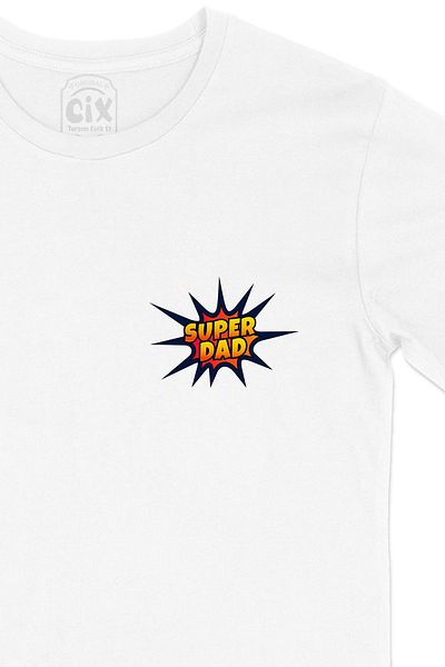 Cix Tricou alb cu design de logo Super Dad Pocket