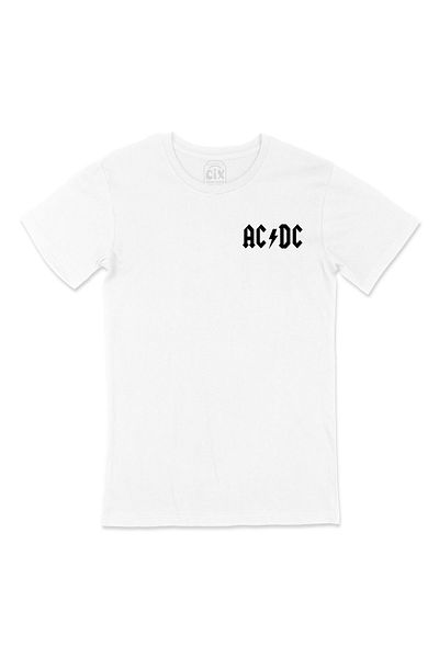 Cix Ac Dc Black Logo Pocket Logo Design Tricou alb