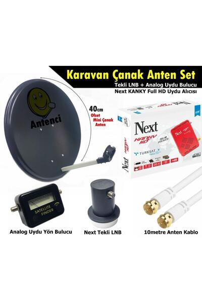 Antenci 40cm Karavan Çanak Anten Seti Next Hd Uydu Alıcısı Analog Uydu Bulucu