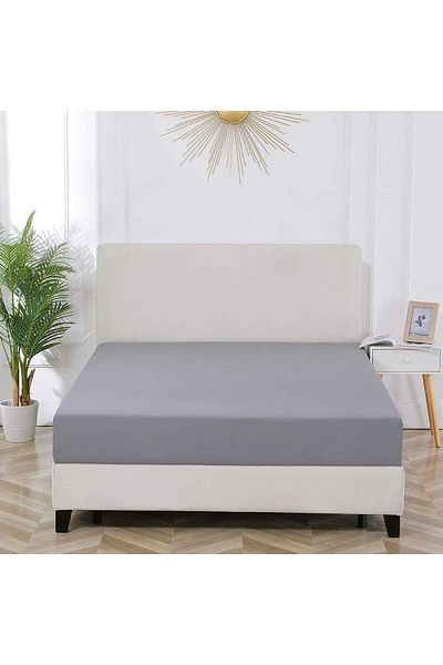 LADYNİL 180x200 Double Size Ελαστικό χτενισμένο βαμβακερό σεντόνι 100% βαμβακερό γκρι