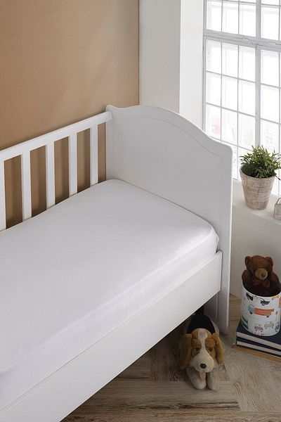 LADYNİL Baby-Child Organic Cotton Elastic Combed Bed Sheet 60x120 - 70x140 Compatible White