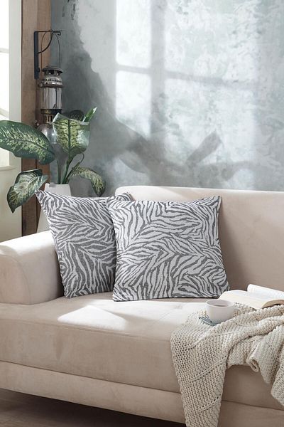 LADYNİL Κάλυμμα μαξιλαριού Zebra Μαύρο 2 τεμαχίων με φερμουάρ - 45x45