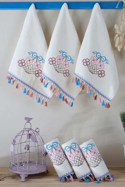 LADYNİL Set de 6 prosoape de bucatarie si baie 30x50 100% bumbac