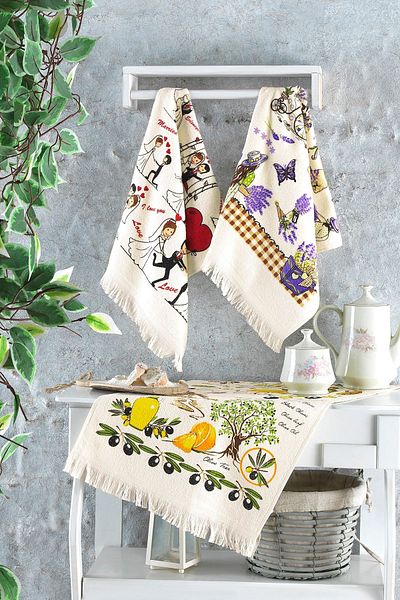 LADYNİL Πετσέτα κουζίνας 40x60 100% βαμβάκι Σετ 3 τεμαχίων