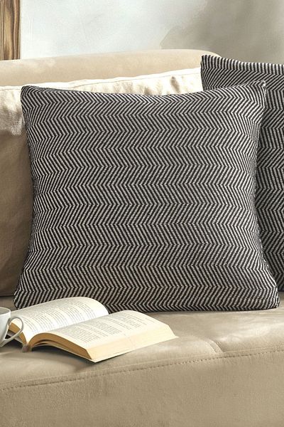 LADYNİL 45x45 Black Natural 2-Piece Zippered Cushion Cover