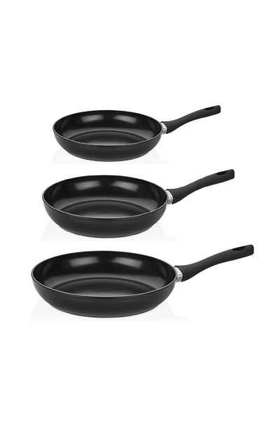 gülsan Ceraflon 3 Size Induction Compatible No Lid Pan Set - 26-28-30cm Black