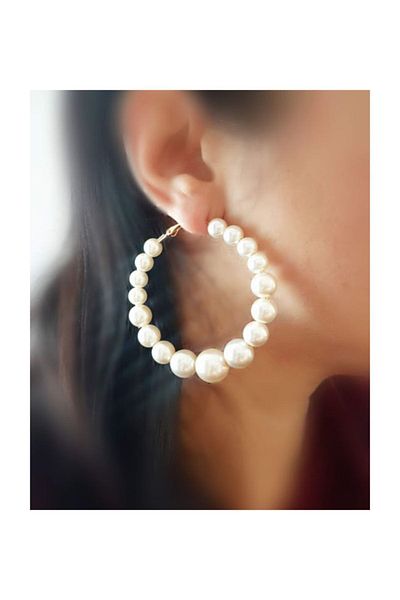 PETEK AKSESUAR Pearl Hoop Earrings