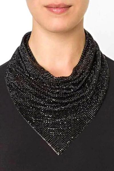 PETEK AKSESUAR Shawl Model Armor Metal Design Necklace Black